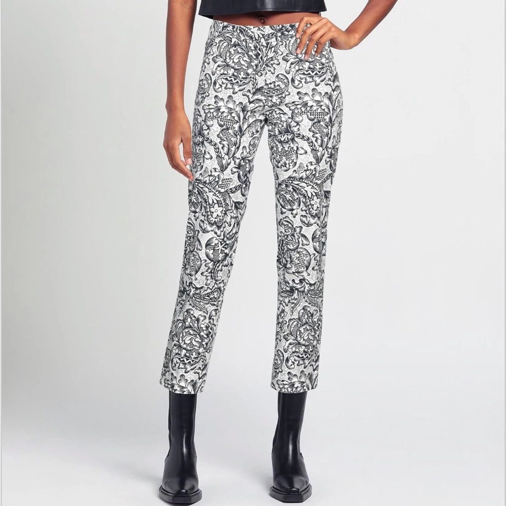 Weekend by Max Mara White & Navy printed Cotton pants